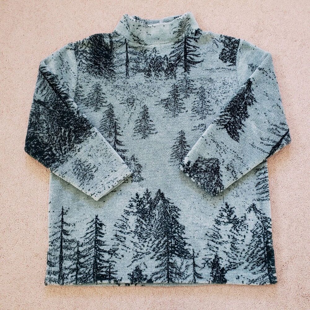 Vintage Artisans Sunschein Designs Sweater Pine Tree Muck Neck Green Oversized M